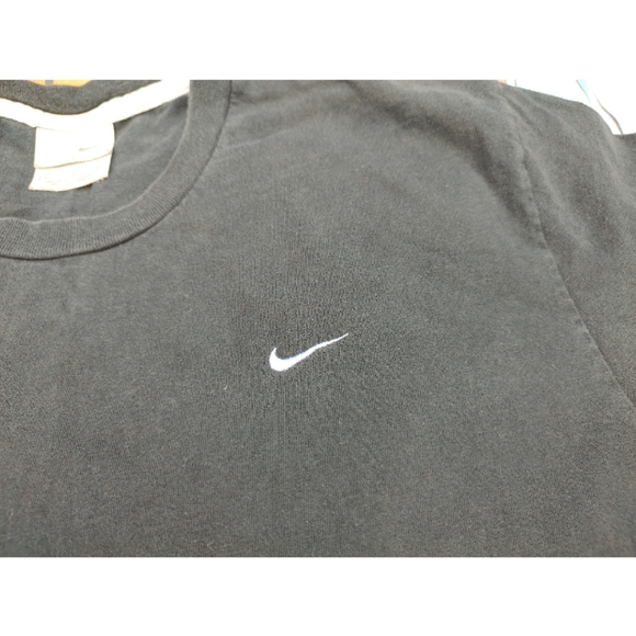 Vintage Y2K Nike Swoosh t shirt essential silver tag large black faded - Picture 3 of 4